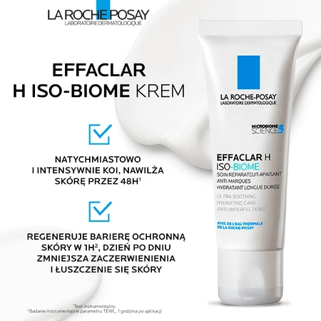 La Roche-Posay Effaclar H Iso - Biome, cremă hidratantă calmantă împotriva imperfecțiunilor, 40 ml