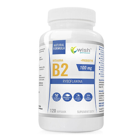 Wish Vitamin B2 100 mg + Prebiotic, 120 capsules