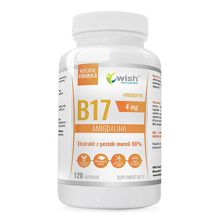 Wish B17 Amigdalin 4 mg + Prébiotique, 120 gélules