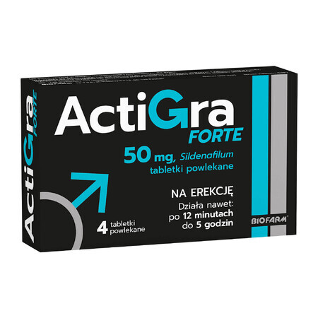 Actigra Forte 50 mg, 4 filmomhulde tabletten