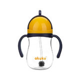 AKUKU bottle with straw and weight, navy blue and yellow, A0165, from 9 months, 280 ml