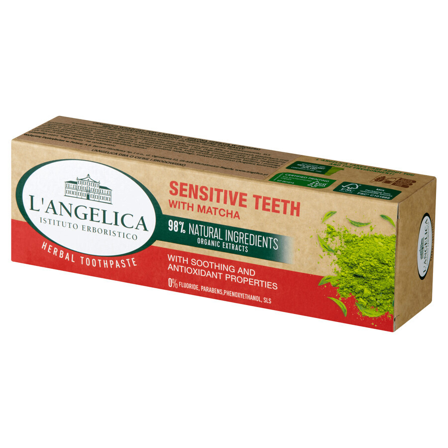 L'Angelica Gevoelige Tanden, tandpasta met matcha, 75 ml