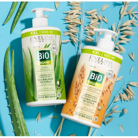 Eveline Cosmetics Bio Bálsamo corporal reafirmante y rejuvenecedor orgánico, leche de avena, 650 ml