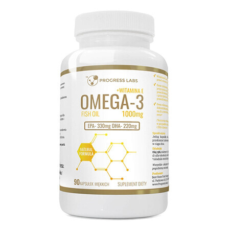 Progress Labs Omega-3 1000 mg + vitamina E, 90 capsule