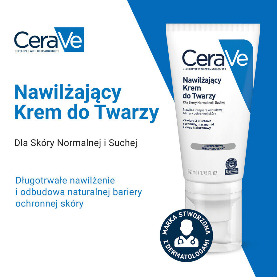 CeraVe Moisturizing Face Cream with Ceramides, Normal to Dry Skin, SPF 50, 52ml