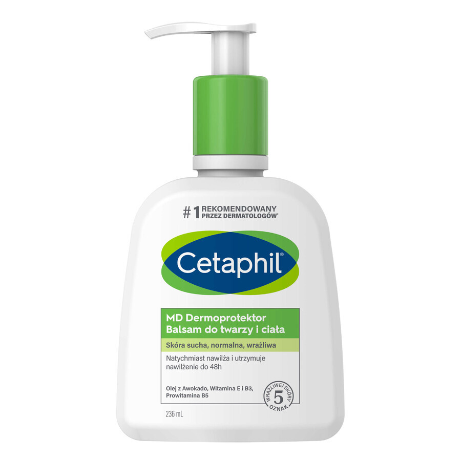 Cetaphil MD Dermoprotector, hydraterende lotion voor gezicht en lichaam, droge en gevoelige huid, met pompje, 236 ml