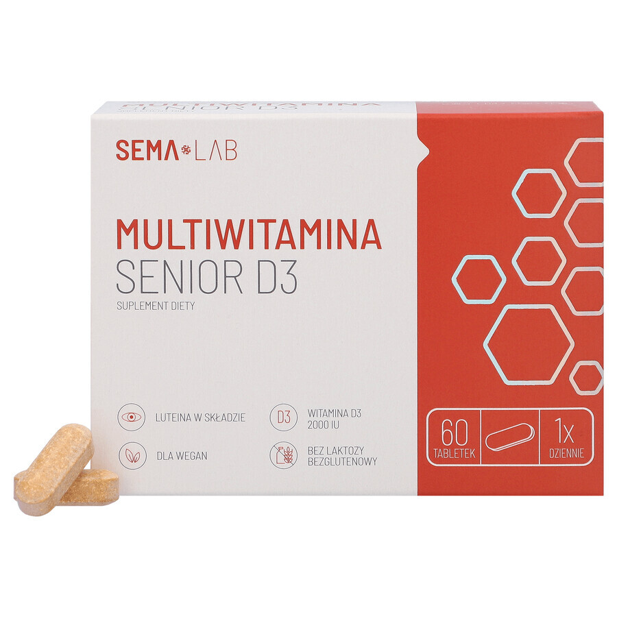 SEMA Lab Multivitamine Senior D3, 60 filmomhulde tabletten