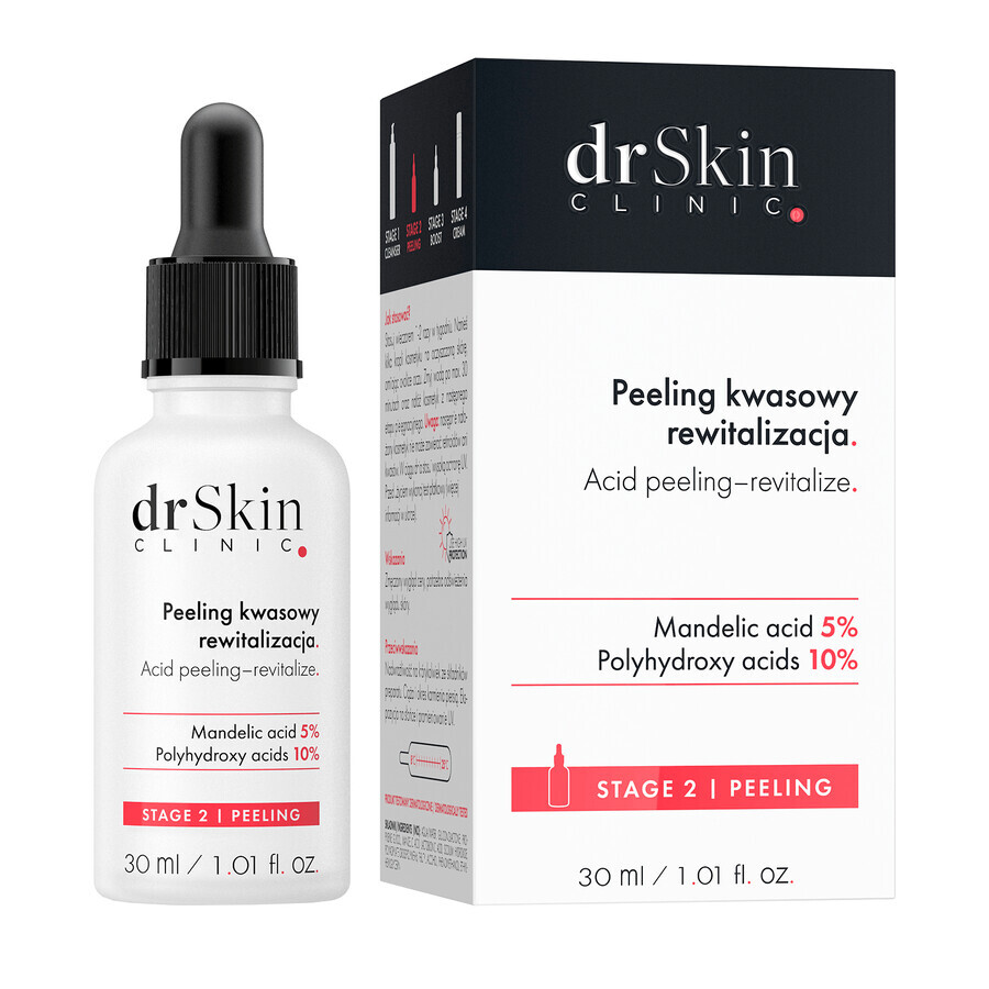 DrSkin Clinic, Peeling acido, Rivitalizzante, acido mandelico 5%, poliidrossiacidi 10%, 30 ml