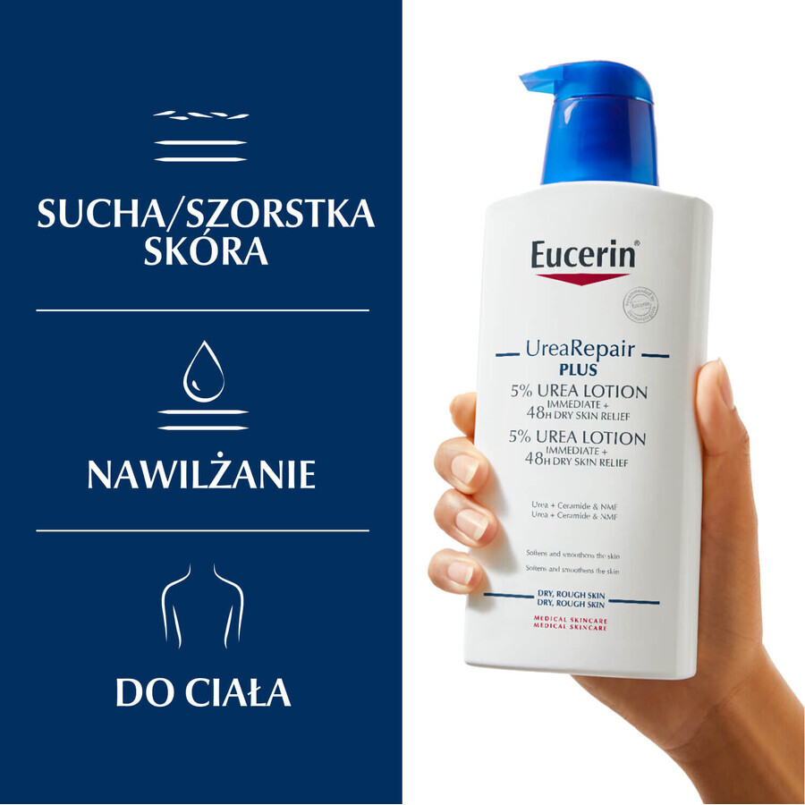 Eucerin UreaRepair Plus, emulsión corporal con 5% de urea para piel seca y áspera, 400 ml