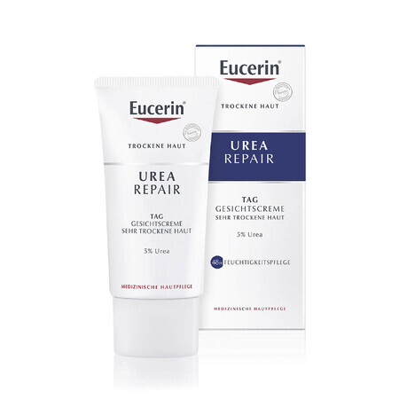 Eucerin UreaRepair, crema facial con urea al 5% para pieles secas, 50 ml