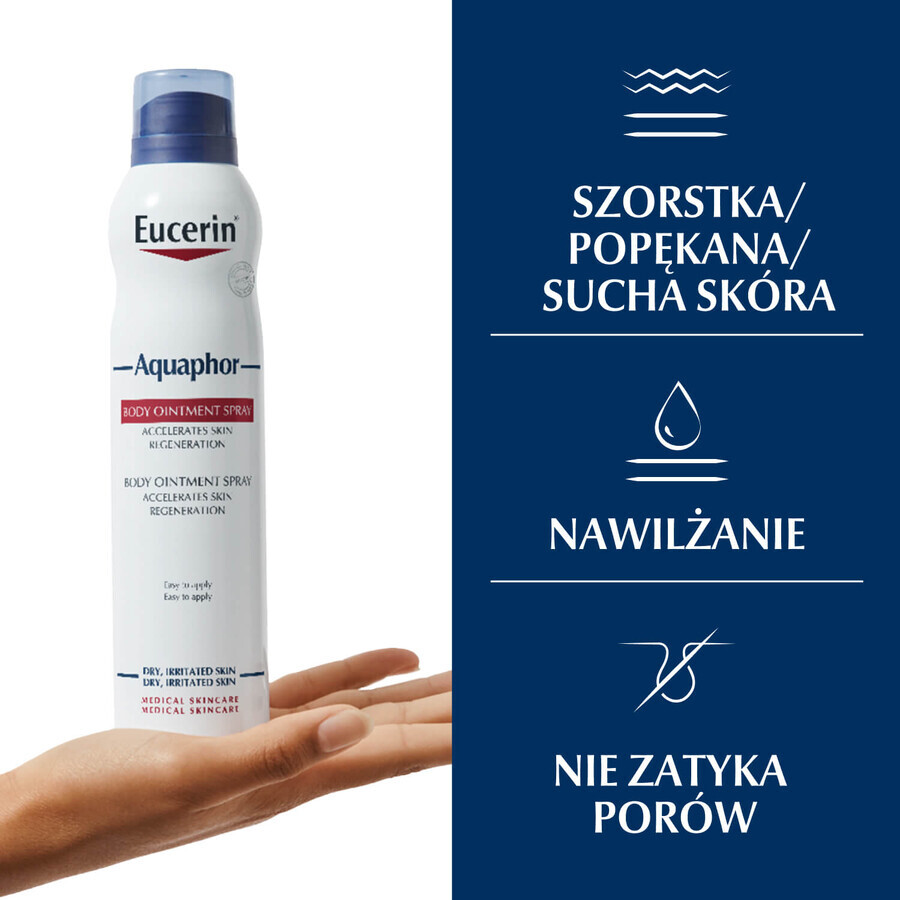 Eucerin Aquaphor, unguent spray regenerant pentru piele uscată, crăpată și iritată, 250 ml