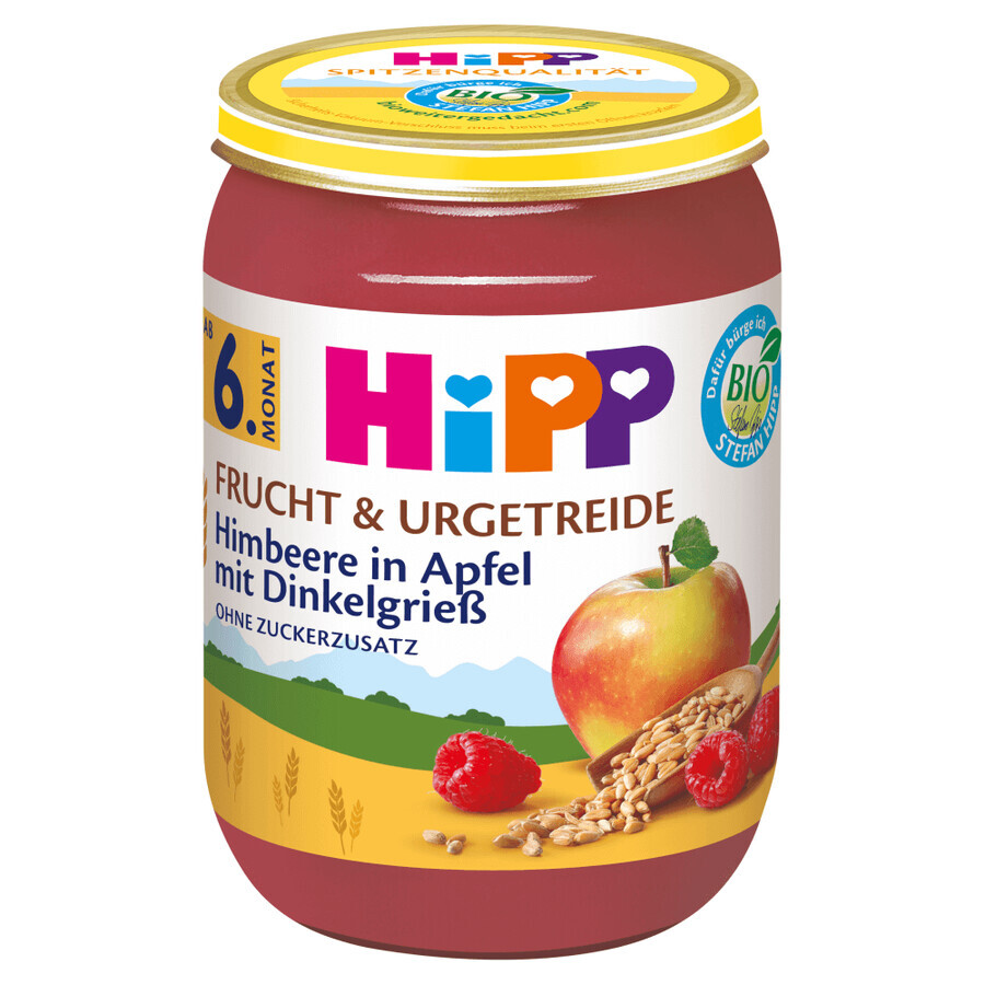 HiPP Fruit &amp; Granen Bio, appels en frambozen met speltpap, vanaf 6 maanden, 190 g