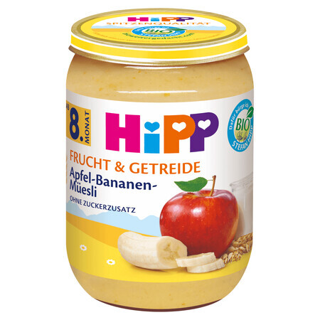 HiPP Fruit en Granen Bio, appel en banaan met muesli, na 8 maanden, 190 g