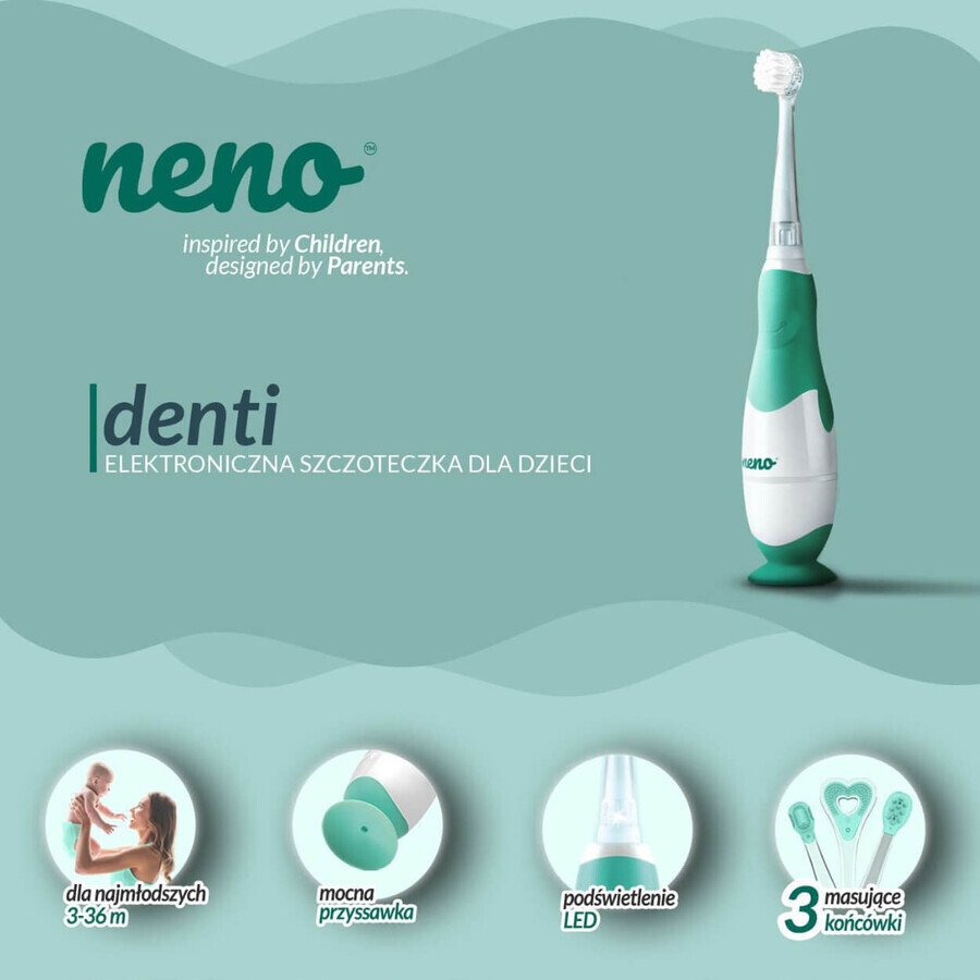 Neno Denti, elektronische tandenborstel voor kinderen, mint, 3-36 maanden, 1 stuk