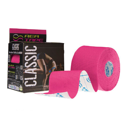 Rea Tape Classic, bande kinésiologique, rose, 5 cm x 5 m