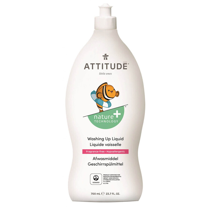 Attitude, vloeistof voor het wassen van babyflesjes en accessoires, geurvrij, 700 ml