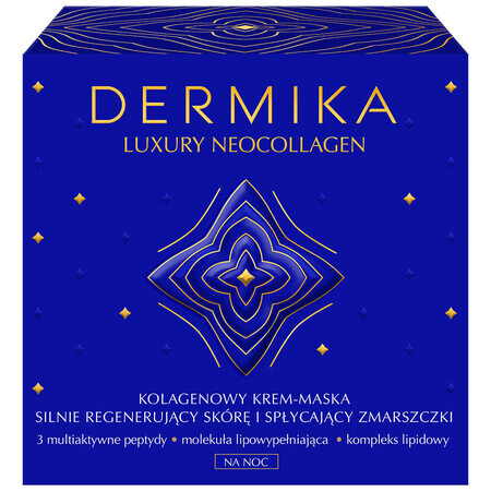 Dermika Luxury Neocollagen, crema-maschera al collagene per una forte rigenerazione della pelle e la riduzione delle rughe, notte, 50 ml.