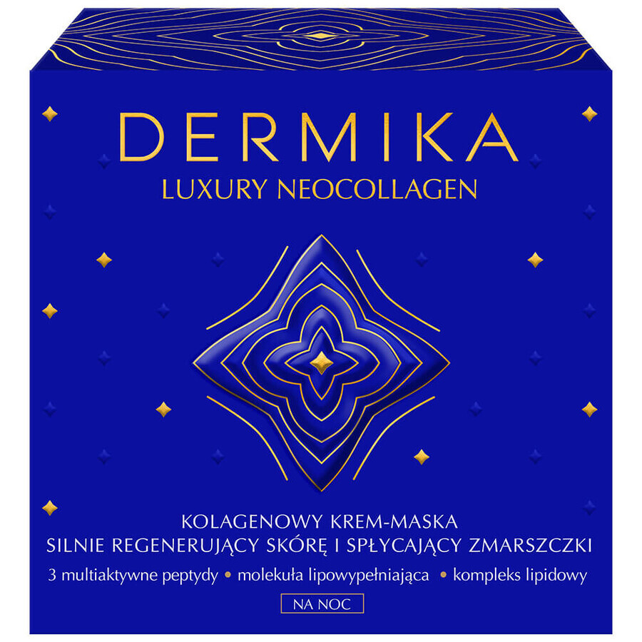 Dermika Luxury Neocollagen, crema-maschera al collagene per una forte rigenerazione della pelle e la riduzione delle rughe, notte, 50 ml.