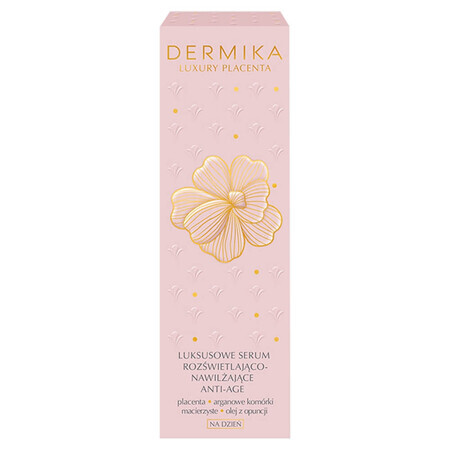 Dermika Luxury Placenta, lussuoso siero anti-età illuminante e idratante, da giorno, 30 ml