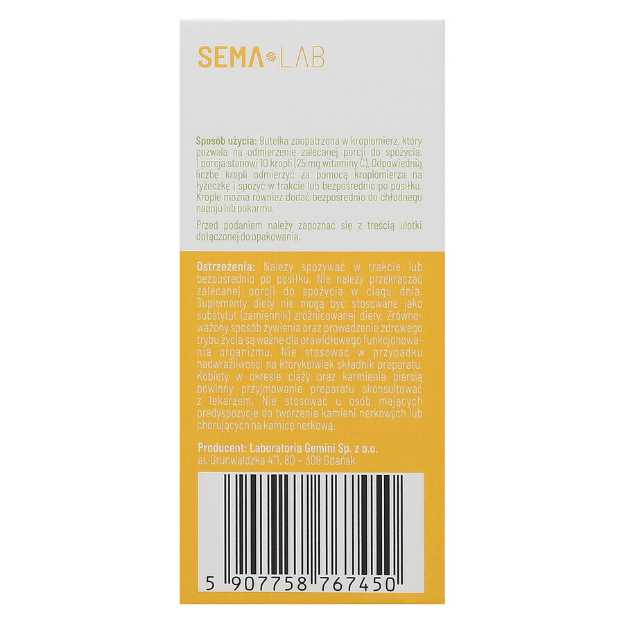 SEMA Lab Vitamine C voor kinderen vanaf 1 maand, druppels, 25 ml