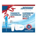 Set Novama White K, aspirator nazal electronic pentru copii + Delta, termometru electronic