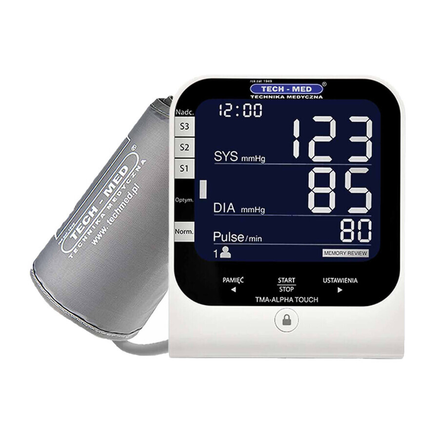 Tech-Med TMA-ALPHA Touch, Automatic Upper Arm Blood Pressure Monitor with Power Supply