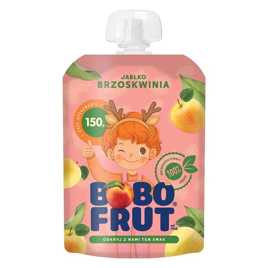 Bobo Frut Fruitmousse in een tube, appel en perzik, 1-3 jaar, 150 g