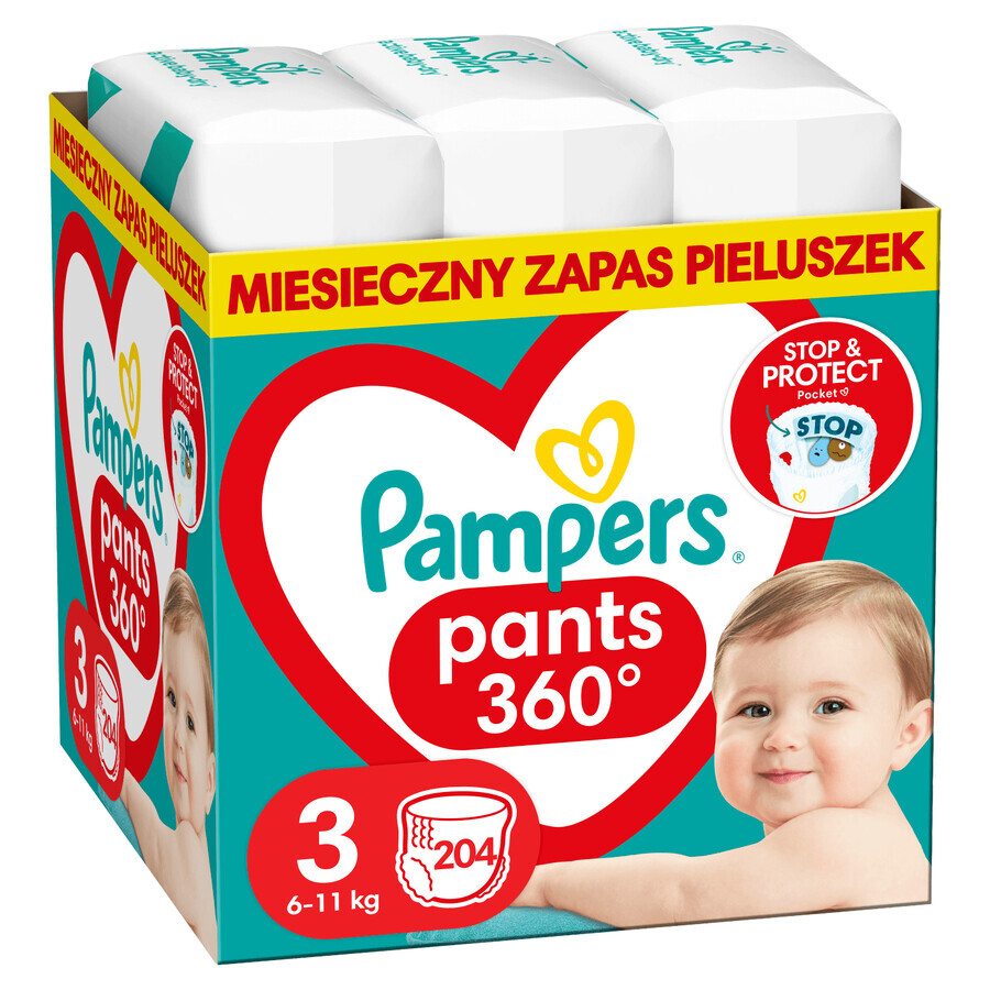 Pampers Pants, luiers, maat 3, 6-11 kg, 204 stuks