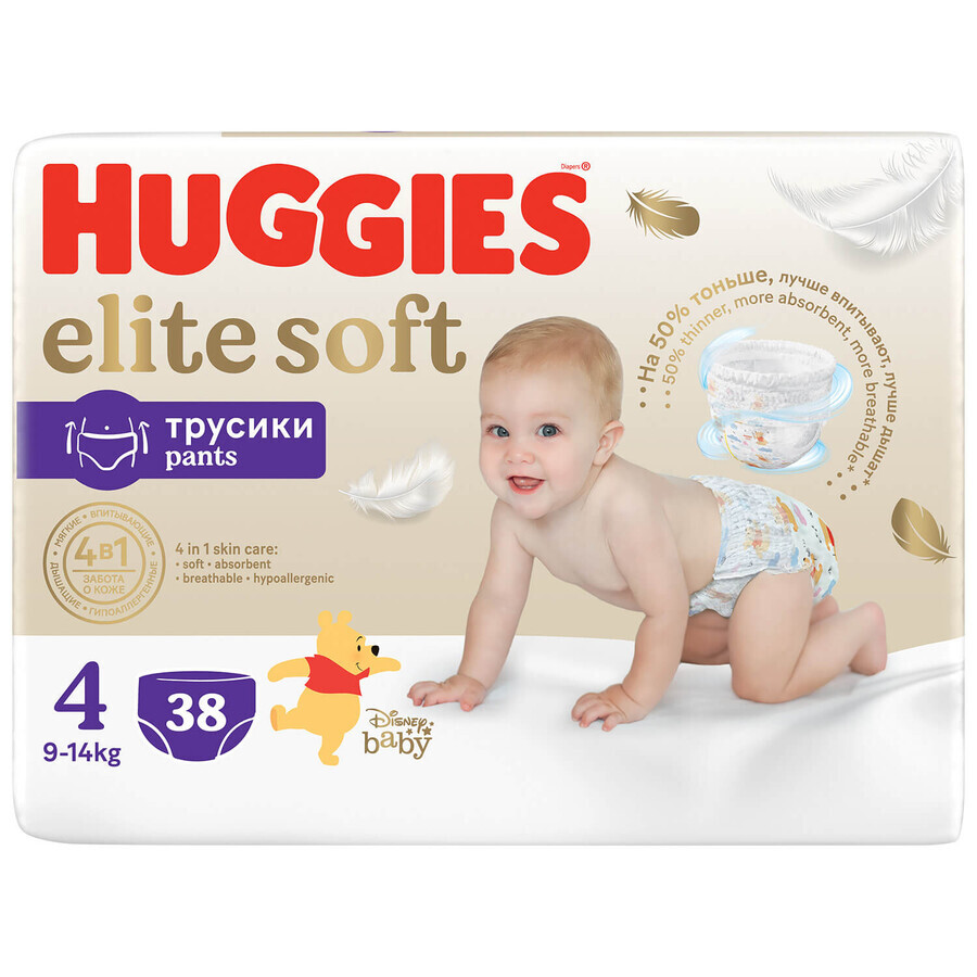 Huggies Elite Soft Pants, pañales, Disney, talla 4, 9-14 kg, Mega, 38 unidades