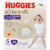 Huggies Elite Soft Pants, pañales, Disney, talla 5, 12-17 kg, Mega, 34 unidades