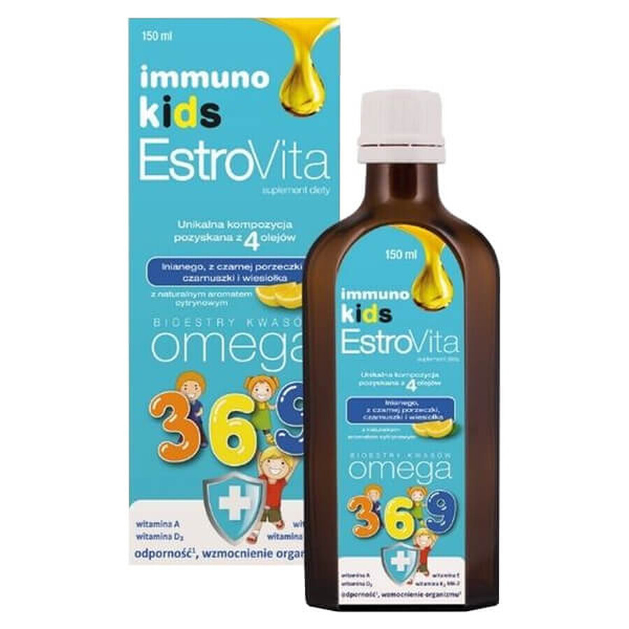 EstroVita Immuno Kids, Omega 3-6-9 acid esters, lemon flavor, 150 ml