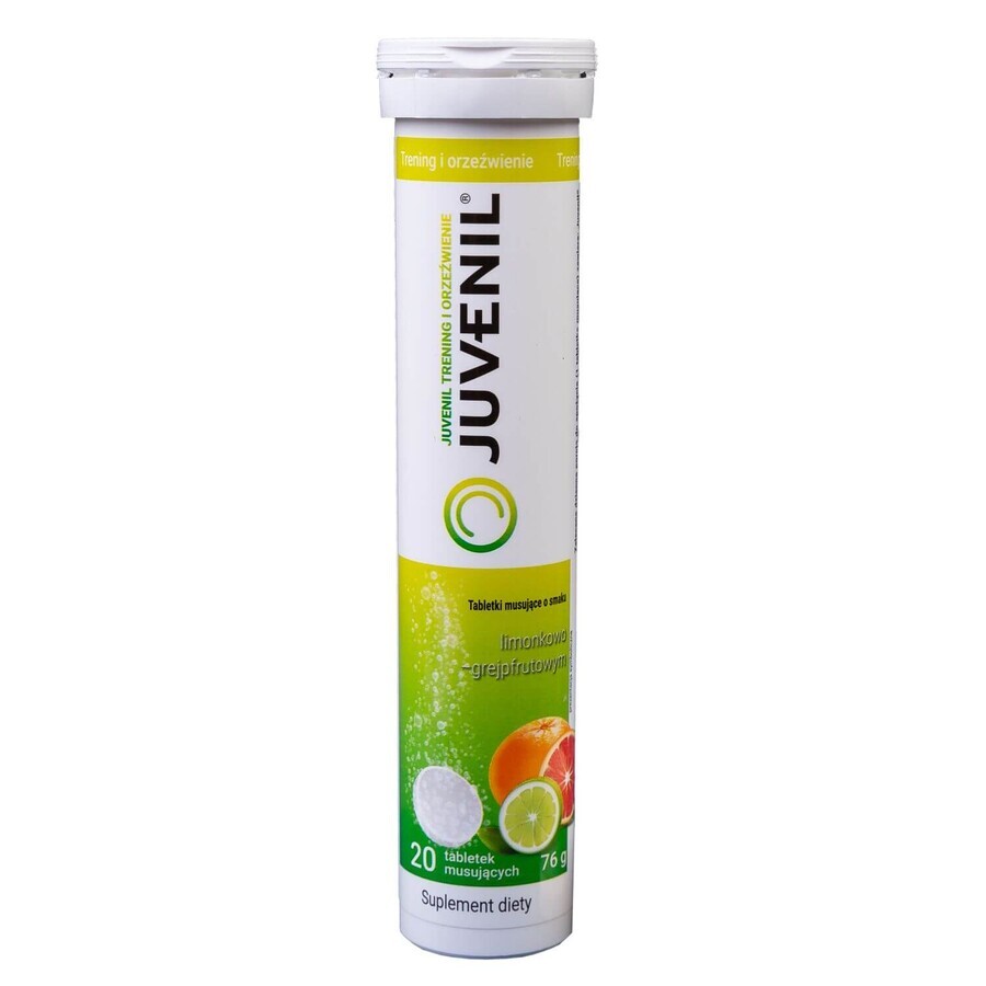 Juvenil Training and Refreshment, aromă de lime-grapefruit, 20 comprimate efervescente