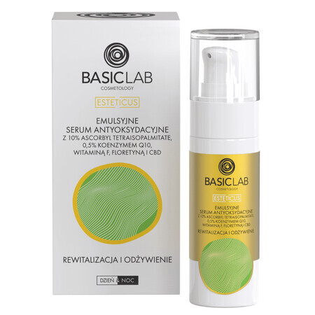 BasicLab Esteticus, emulsie ser antioxidant cu vitamina C 10%, revitalizare și hrănire, 30 ml