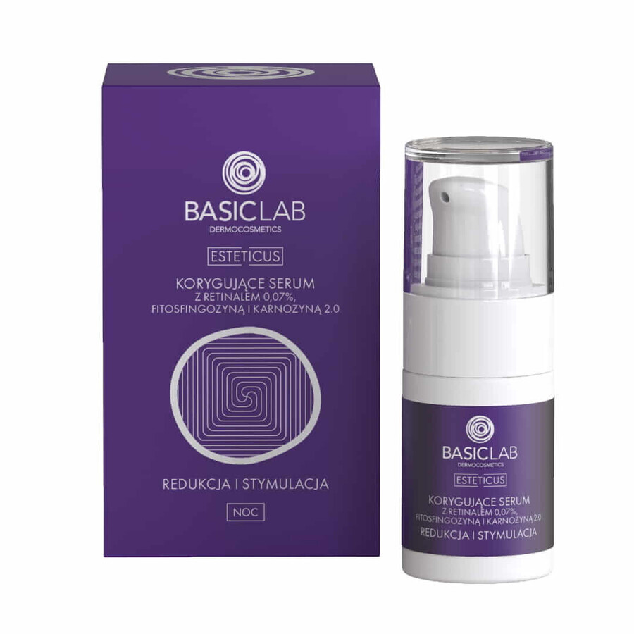 BasicLab Esteticus, corrigerend serum met retinal 0,07% voor nacht, reductie en stimulatie, 15 ml