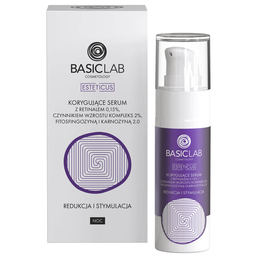 BasicLab Esteticus, corrigerend nachtserum met retinal 0,15%, reductie en stimulatie, 30 ml