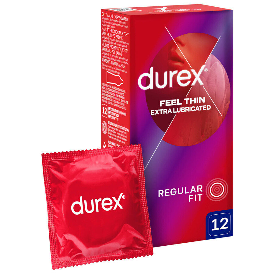 Durex Fetherlite Elite, condooms met meer glijmiddel, dunner, 12 stuks