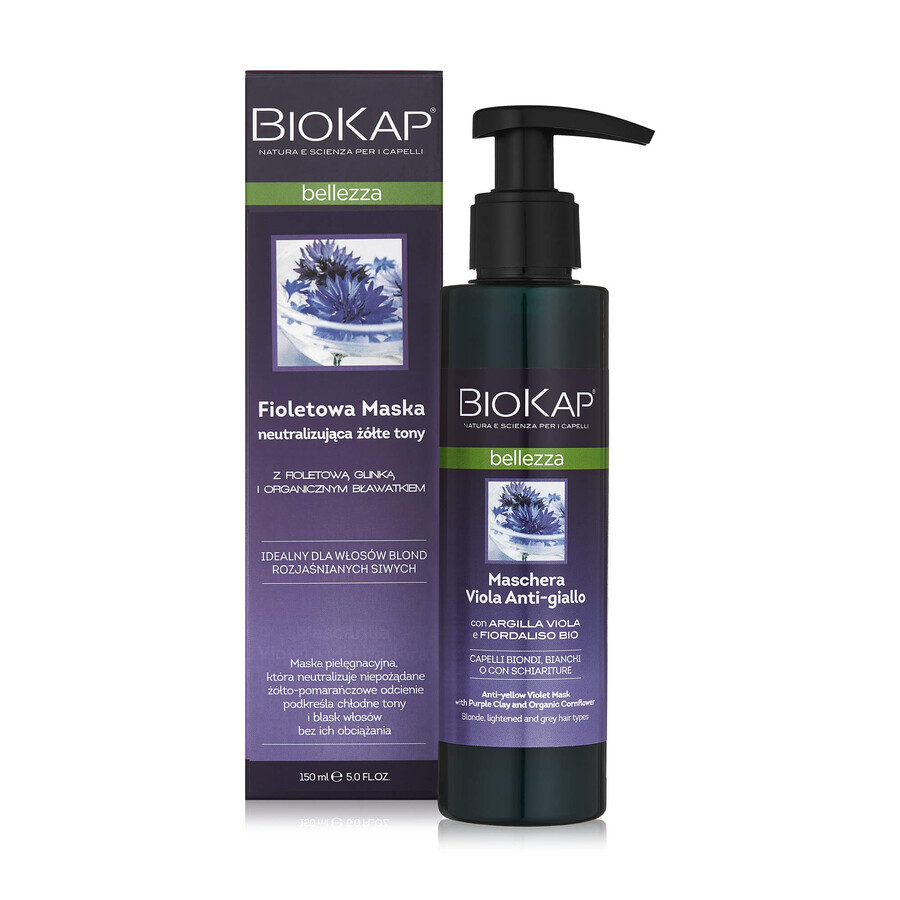 Biokap Bellezza, masque violet pour neutraliser les tons jaunes, 150 ml