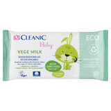 Cleanic Baby Eco Vege Milk, biologisch afbreekbare vochtige doekjes voor baby's en kinderen, 50 stuks