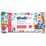 Kindii Fun, salviette umidificate rinfrescanti con liquido antibatterico, 60 pz.