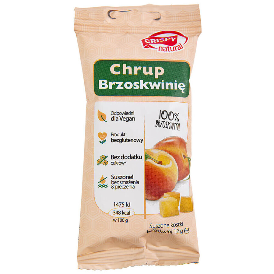 Crispy Natural Peach Crunch, cubes de pêches séchées, 12 g