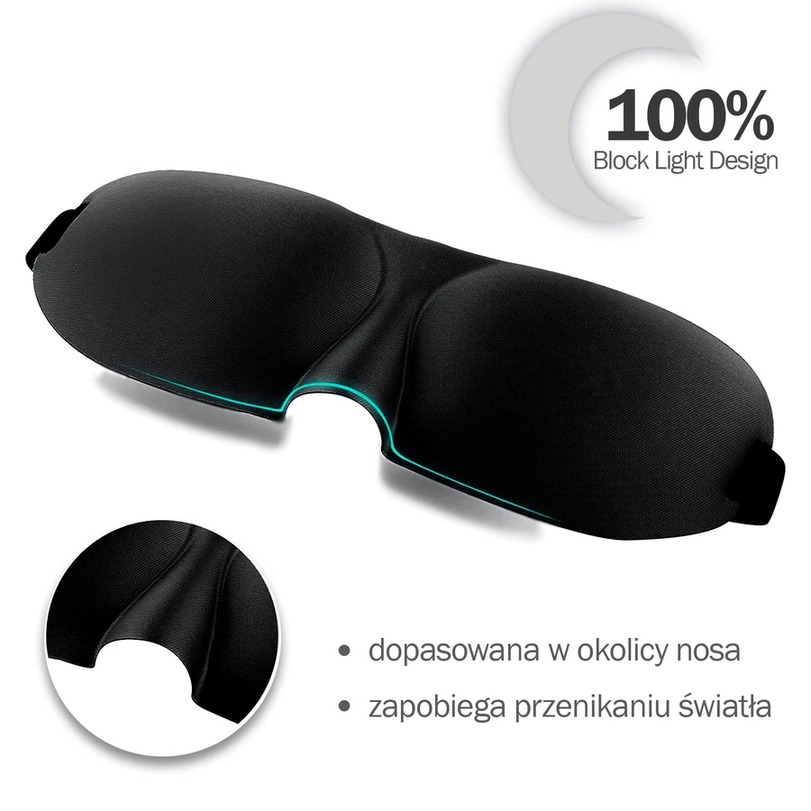 Waya 3D Comfort, slaapblinddoek, zwart, 1 stuk 
