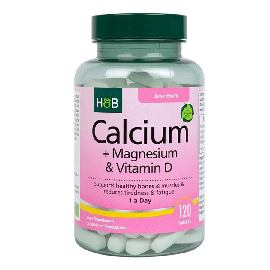 Holland &amp; Barrett Calcium + Magnesium &amp; Vitamine D, calcium + magnesium en vitamine D, 120 vegetarische tabletten