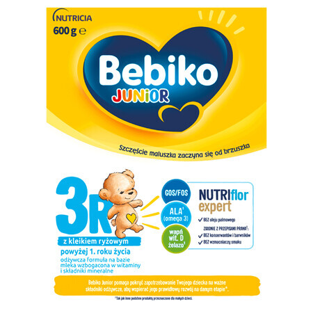 Bebiko Junior 3R Nutriflor Expert, voedzame melkvoeding met rijstpap, vanaf 1 jaar, 600 g