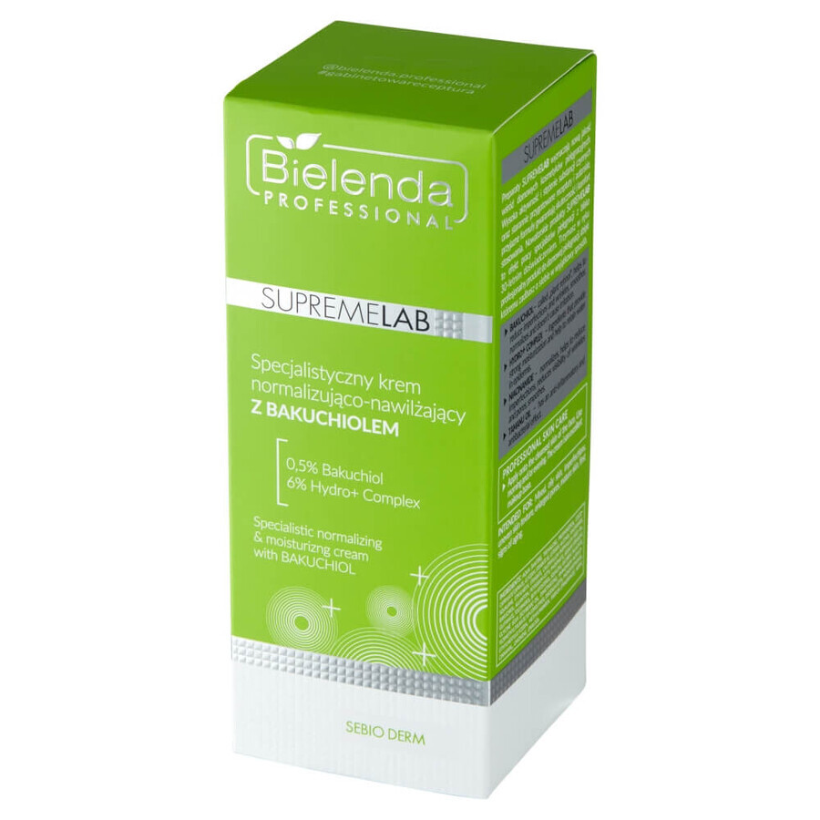 Bielenda Professional SupremeLAB Sebio Derm, gespecialiseerde normaliserende en hydraterende crème met bacchio, 50 ml