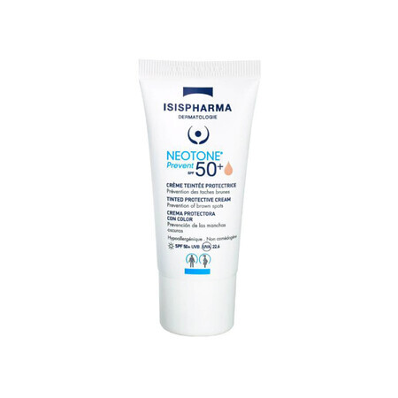 Isispharma Neotone Prevent, crème tonique protectrice, teinte moyenne, SPF 50+, 30 ml