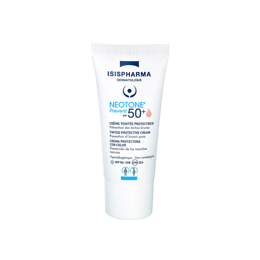 Isispharma Neotone Prevent, beschermende tonende crème, lichte tint, SPF 50+, 30 ml