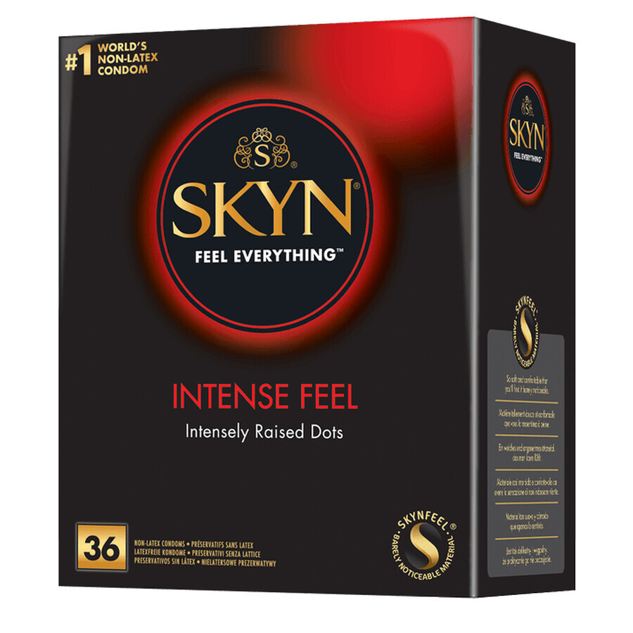 Unimil Skyn Intense Feel, prezervative non-latex cu conducte, 36 bucăți