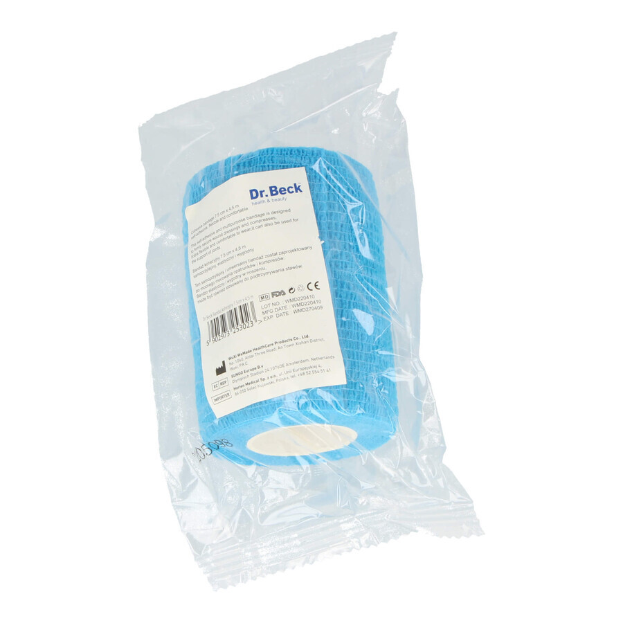 Dr Beck, Cohesief verband Non-Woven, non-woven, Lichtblauw, 7 cm x 4,5 m