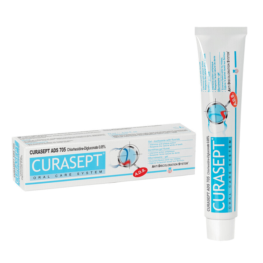 Curasept ADS 705, toothpaste gel with chlorhexidine 0.05%, 75 ml