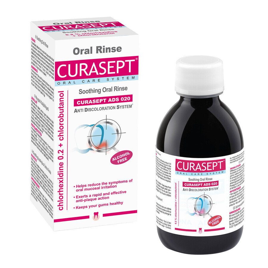 Curasept ADS 220, mondspoeling met chloorhexidine 0,20% en chloorbutanol, 200 ml